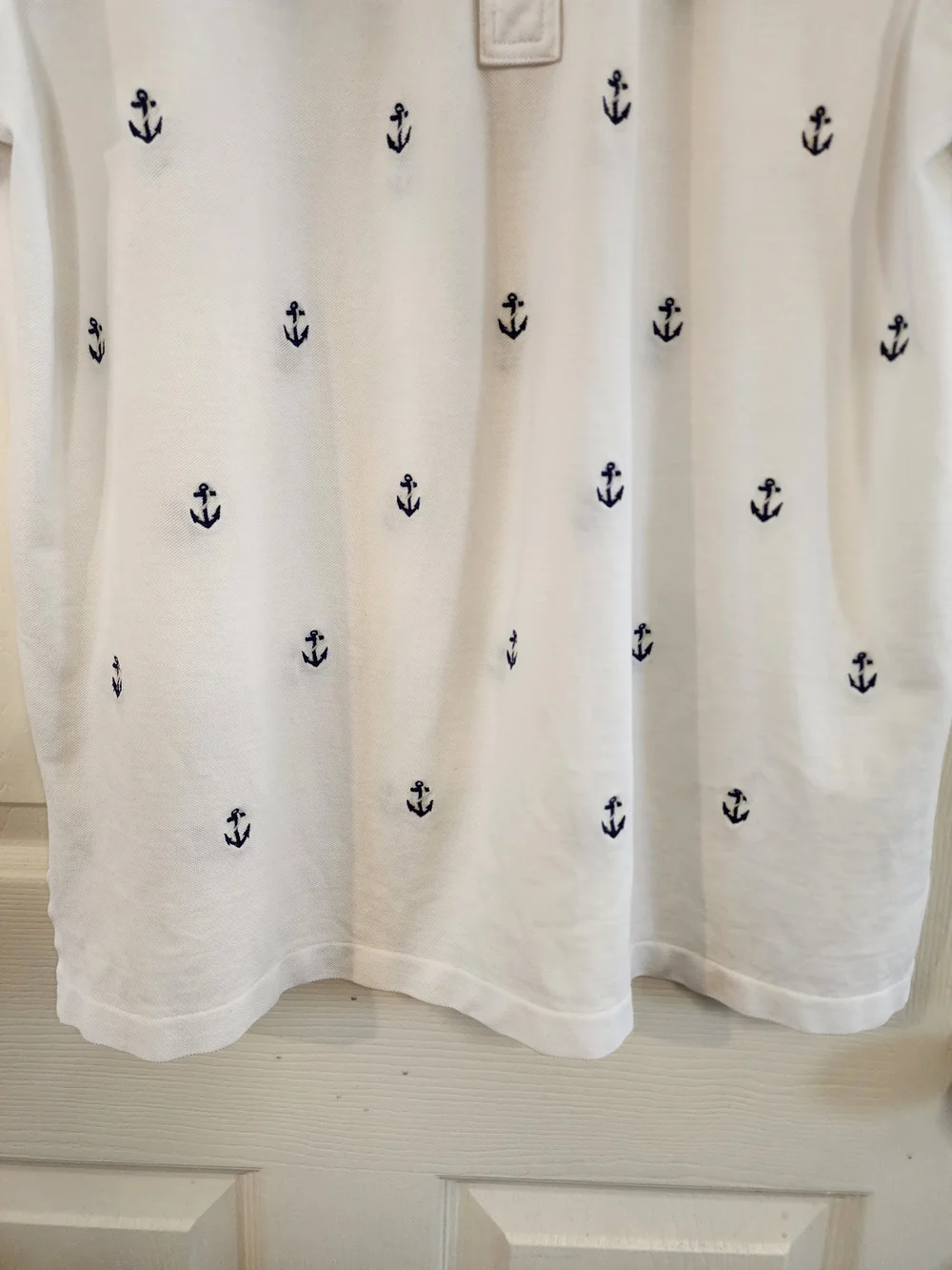 Ralph Lauren White Anchor-Embroidered Cotton Polo Shirt